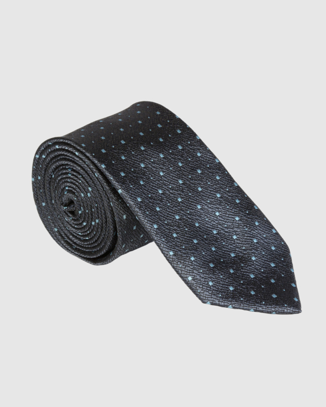 Серый галстук с голубым геометрическим паттерном