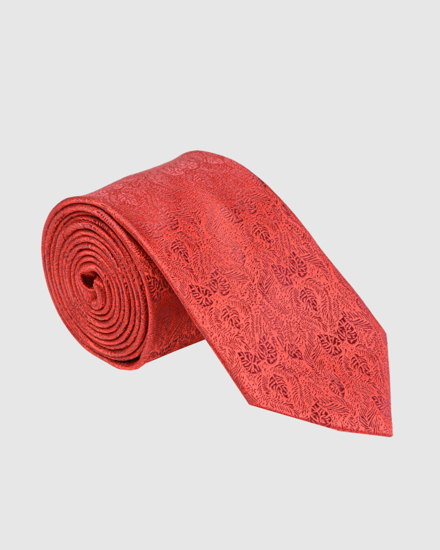 Красный галстук с растительным орнаментом
