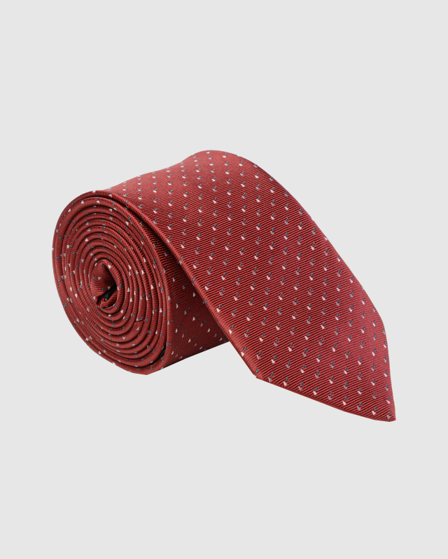 Бордовый классический галстук с геометрическим микроузором