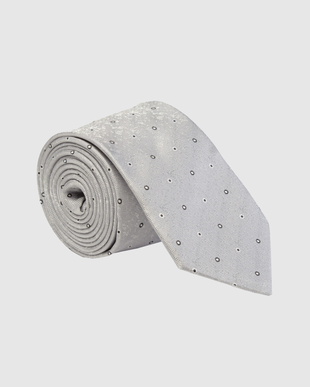 Светло-серый галстук с узором в горох