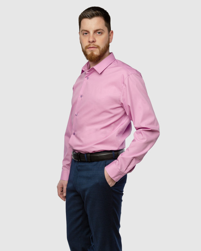 Рубашка прилегающего силуэта, розовая