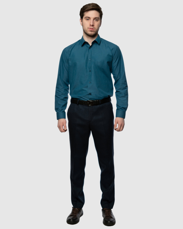 Классические темно-синие брюки Тан из ткани с структурным рисунком