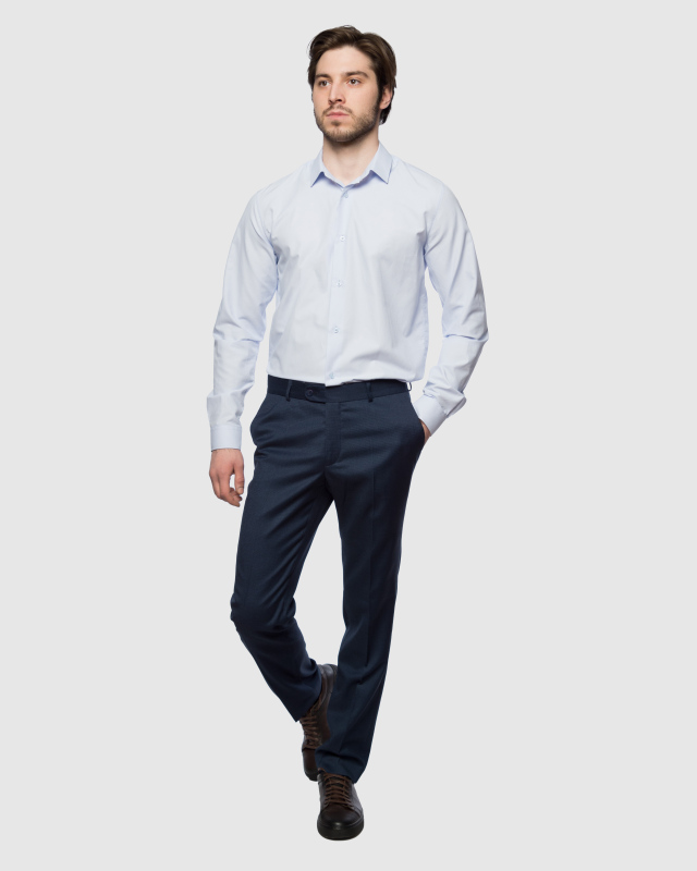 Классические синие брюки Клод из ткани с структурным рисунком