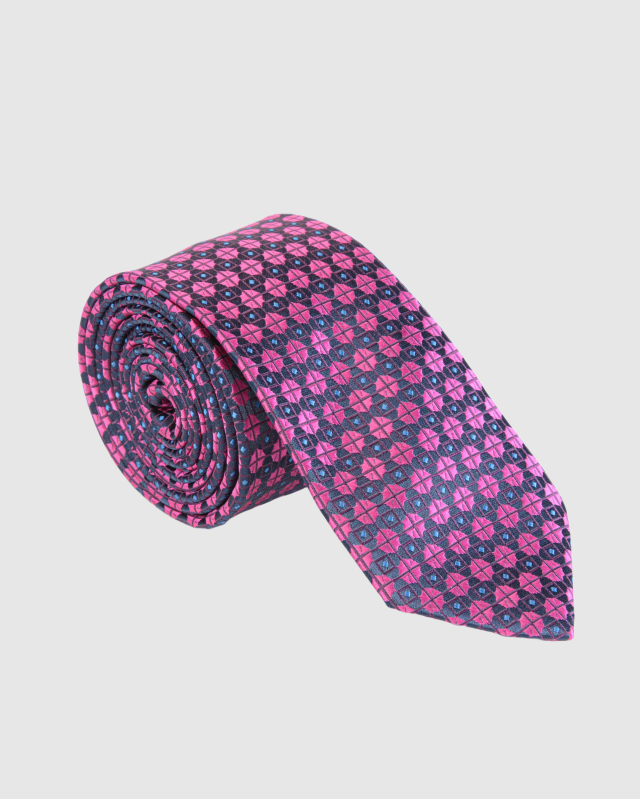 Фиолетовый галстук с геометрическим фуляровым узором