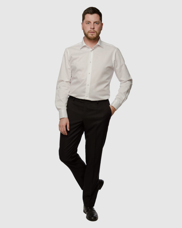 Классические черные брюки Рафаэль с двумя задними карманами из ткани с жаккардовым рисунком