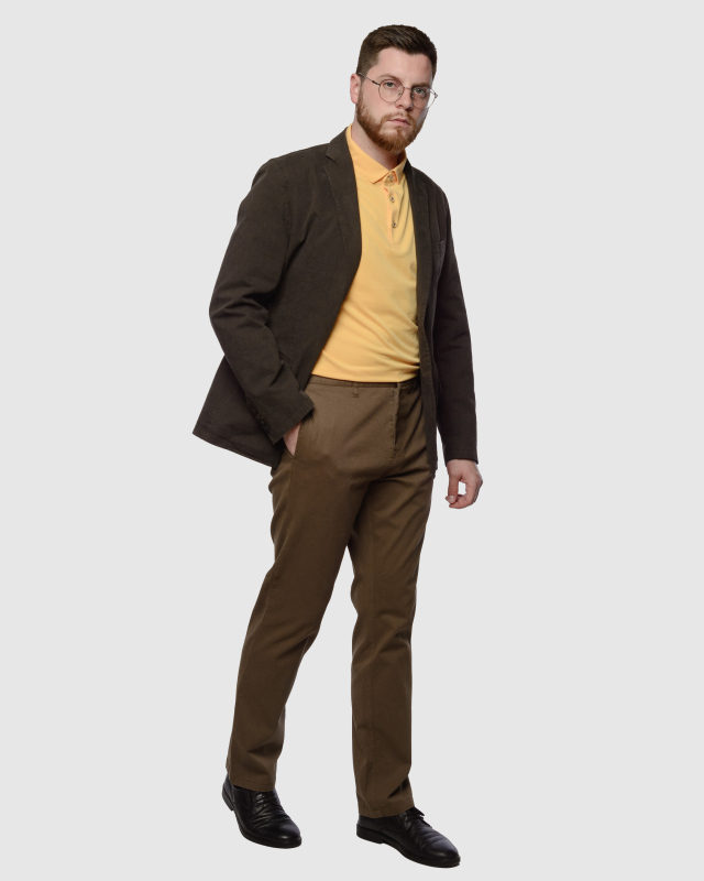Облегченный коричневый пиджак в стиле Casual Леонардо, из  хлопка