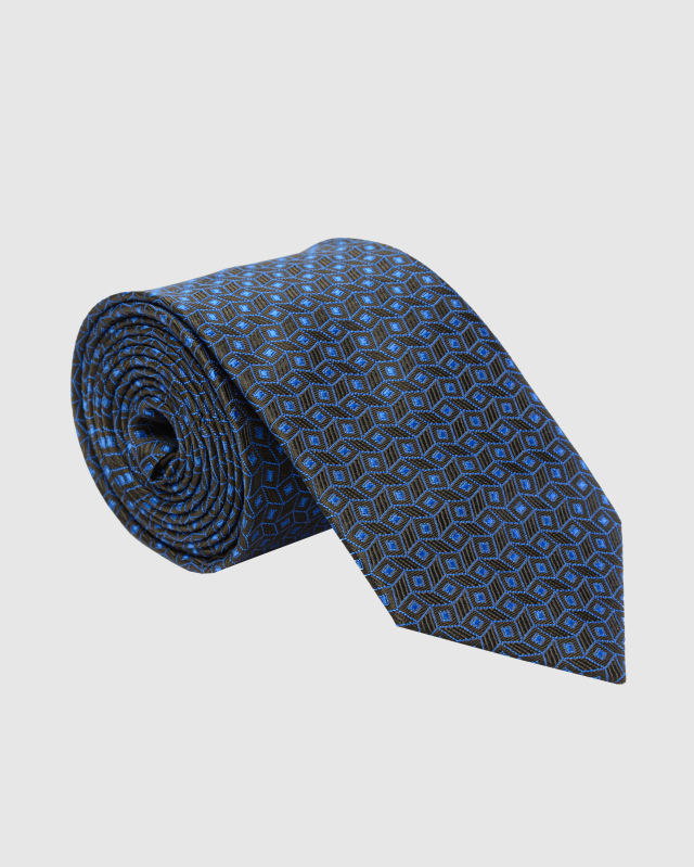 Темно-синий галстук с геометрическим узором