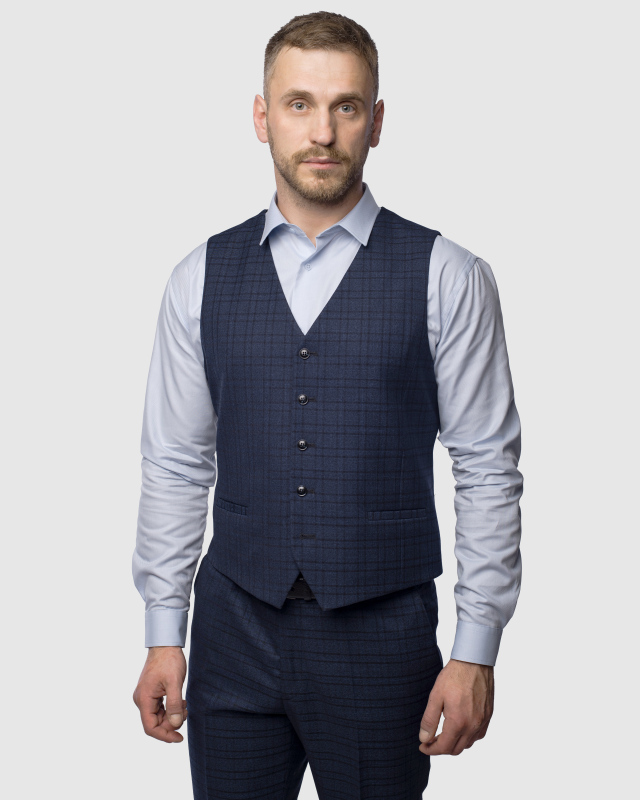 Классический темно-синий жилет Рейз в клетку