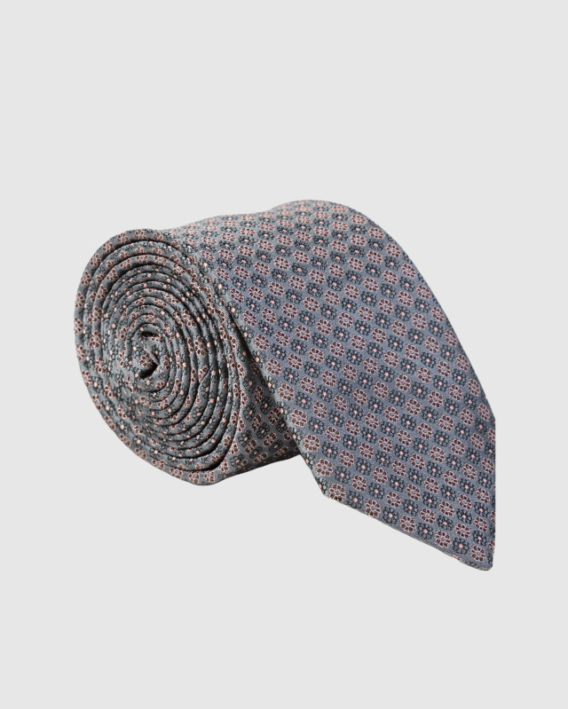Серый галстук с фуляровым жаккардовым узором
