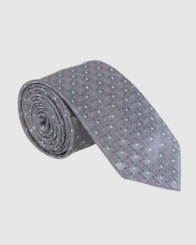 Серый галстук с разноцветным фуляровым узором