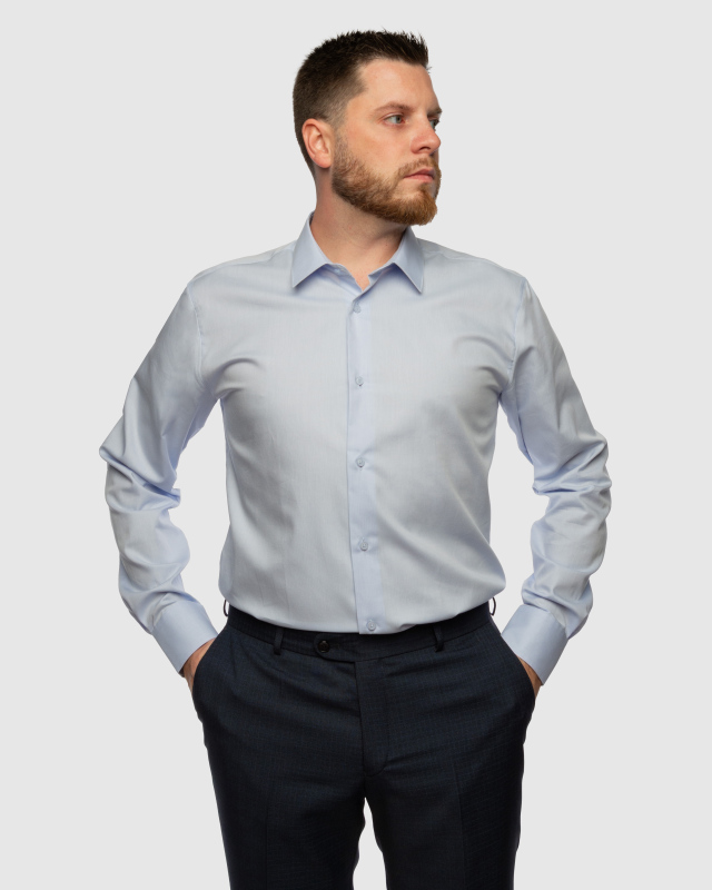 Голубая рубашка с структурным рисунком из 100% хлопка