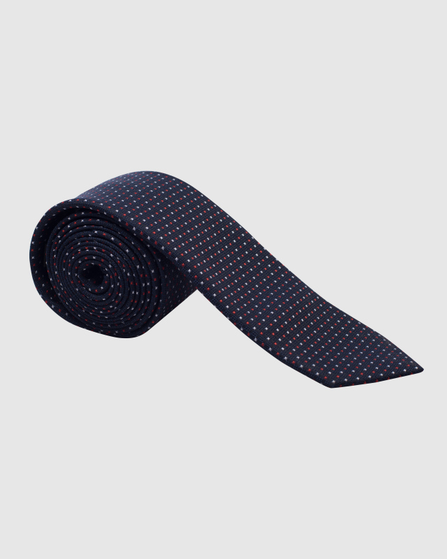 Темно-синий галстук с геометрическим рисунком