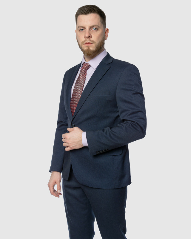 Классический темно-синий пиджак Джером с мелким структурным рисунком