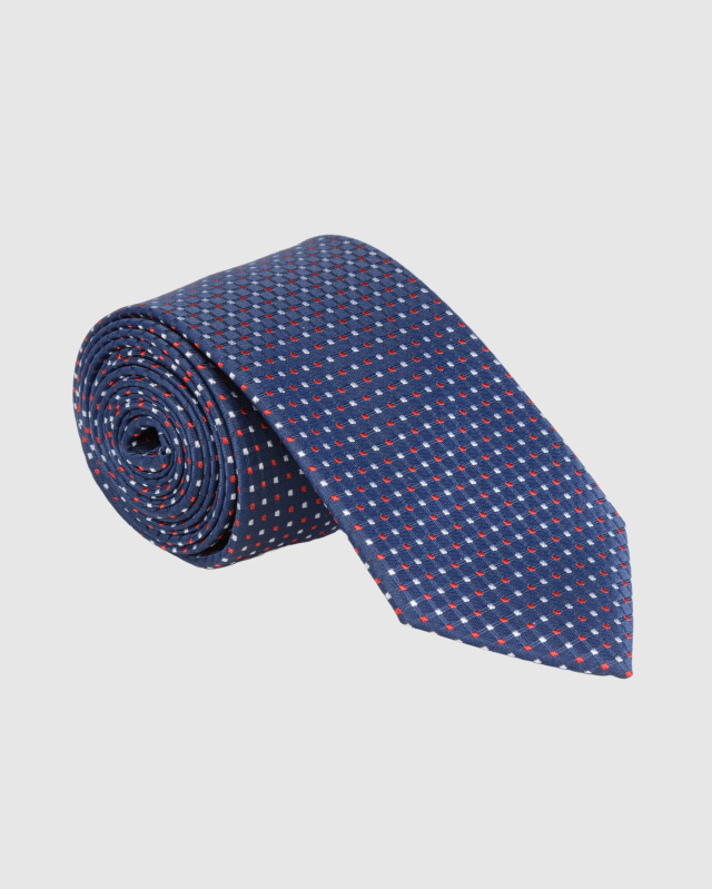 Синий галстук с геометрическим рисунком