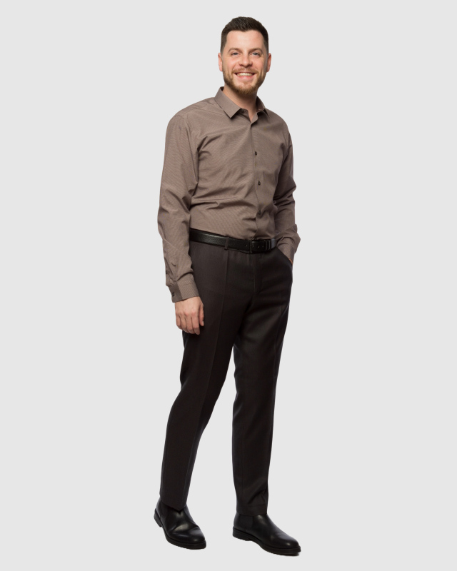 Классические темно-коричневые брюки Фокс из ткани с структурным рисунком